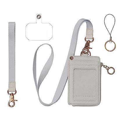 MONDO DESIGNS 2-in-1 ID Badge Holder Lanyard Wallet - Off White - color: Off White