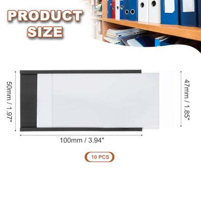 MECCANIXITY Magnetic Label Holders 3.94"x1.97" C Channel Rubber Magnetic with Clear Protectors & Paper for Metal Shelves Organize, Office File Cabinets Pack of 10 - size: 3.94"x1.97"