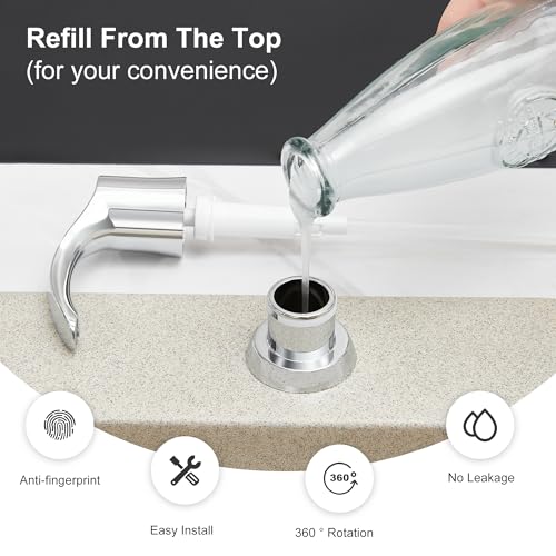 GAGALIFE Kitchen Sink Soap Dispenser with 17 Ounce Large Bottle, G080C - color: Chrome, size: with Bottle