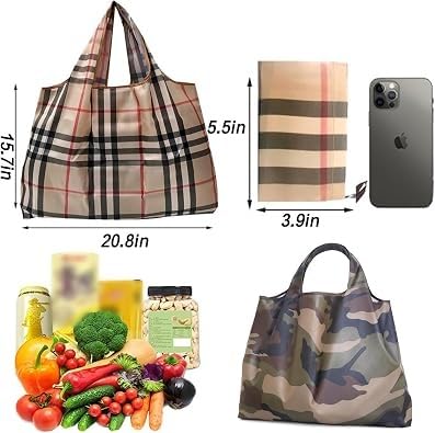 Large Capacity Unisex Tote Bag,Foldable Tote Nylon Reusable Grocery Bags,with Camouflage Pattern for Shopping,Travel,Camping - color: Camo