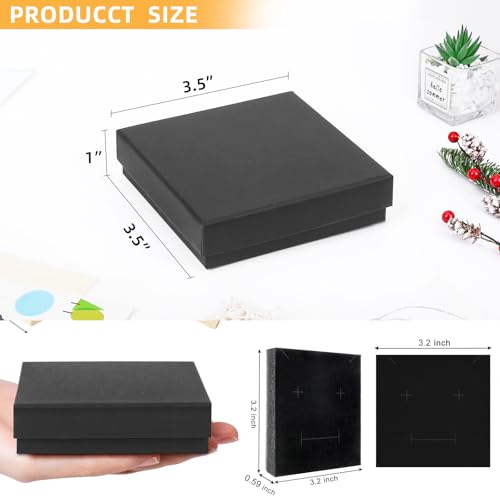 Small Jewelry Boxes, 20 Pack 3.5x3.5x1 Inch Jewelry Gift Boxes, Velvet Sponge Cardboard Gift Boxes for Jewelry Earrings Necklaces Bracelets(Black) - color: Black, size: 3.5x3.5x1 Inch (Pack of 20)