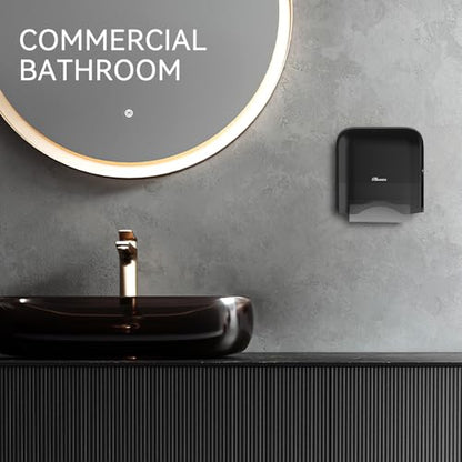 Commercial Paper Towel Dispenser Wall Mount Adhesive 250+ Multifold Trifold c-Fold Folded Hand Towel Dispenser for Bathroom 12" L x 3.8" W x 11.9" H - color: Black