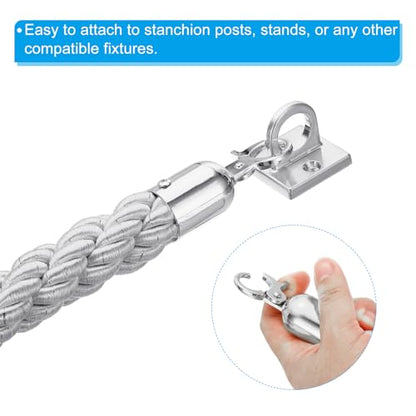 PATIKIL Stanchion Rope, 1.2m/3.9Ft Barrier Rope Twisted Post Ropes for Posts Stands Queue Divider Crowd Control of Hotel, White Silver - color: White, Silver, size: 3.9Ft