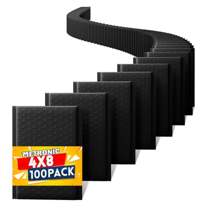 Metronic Small Bubble Mailers 4x8 Inch 100 Pack Black Padded Envelopes - color: Black, size: 4x8" 100PC
