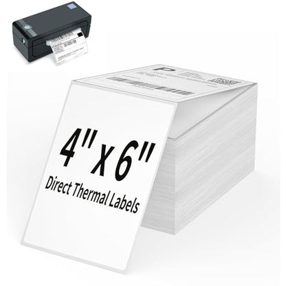 4x6 Direct Thermal Labels, 1000 Fanfold Labels with Perforated Line - color: White-1000 Labels