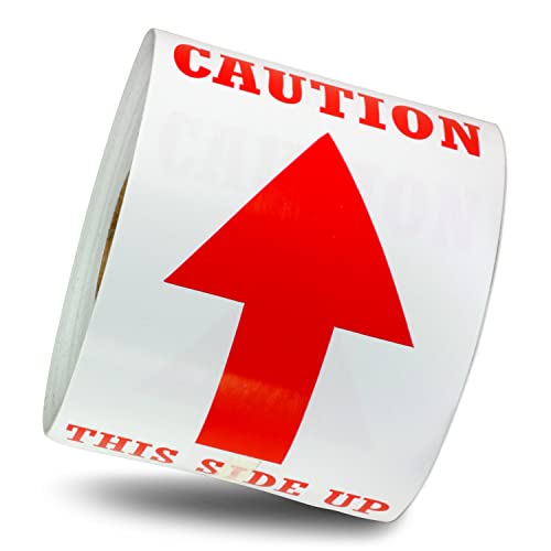 Caution This Side UP Sticker Labels, 3 x 5 inch, 300 Labels - color: Caution This Side Up - Red/White, size: 1 Pack