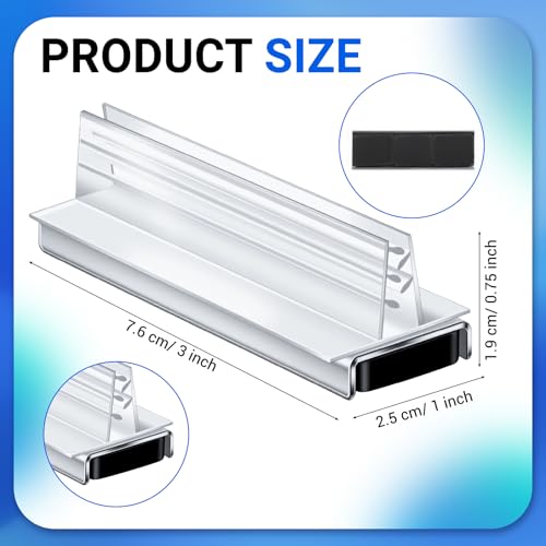Thyle 12 Pack Magnetic Sign Holder Grip Holder, Powerful Magnet, 3" Length, 1" Width, 0.75" Total Height for Retail Wall Display Store Vendor Event Warehouse and Shop Supplies, Clear