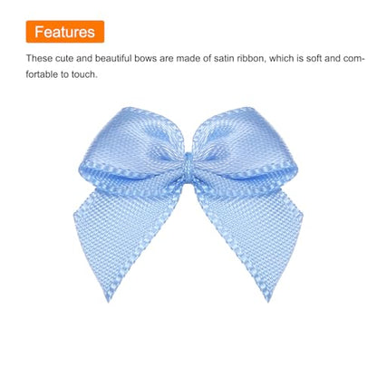 MECCANIXITY Mini Ribbon Bow 1" Mini Fabric Flower Bows Dusty Blue 150Pcs - color: Dusty Blue