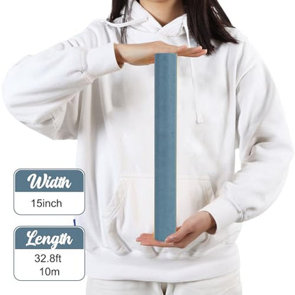 BEISHIDA Grey Blue Gift Wrapping Paper Roll, 15in X 32ft Kraft Bulletin Board Paper Gift Wrap for Christmas Mother's Day Valentine's Day Graduation, Flower Wrap - color: greyblue