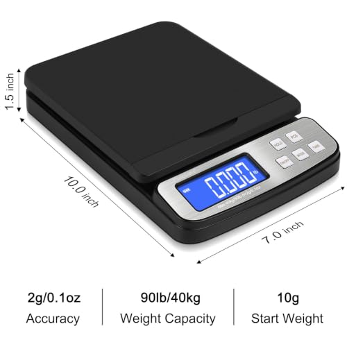 Fuzion Shipping Scale - Digital Postal Scale 90lb x 0.1oz, Flip-up Platform - color: Black