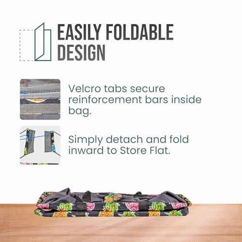 Extra Large Utility Tote Bag - Oversized Collapsible Beach Bag - Pineapple - color: Pineapple Black