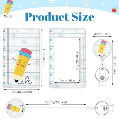 3 Pack Retractable Badge Holders with Clip Badge Reel Stationery Pattern - color: Stationery