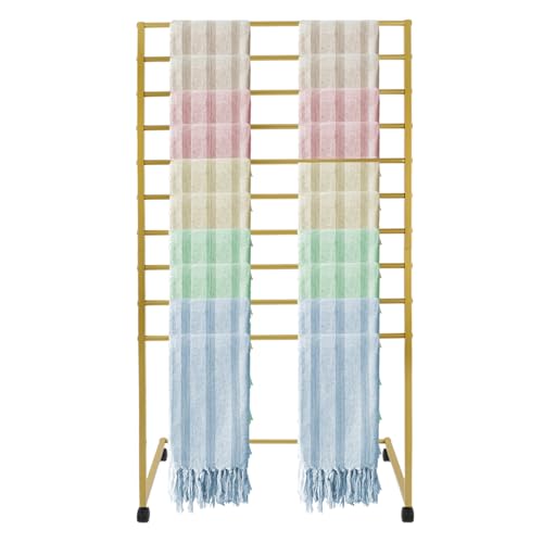 Scarf Display Stand, 10 Hanging Rod Scarf Holder Organizer with 4 Wheels, 31.5" x 55.7" Belt Organizer Stand with 30Lbs Capacity, Commercial Pants Rack, for Clothing Retail Store, Fashion Shop
