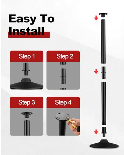 RoadHero 34 Inch Plastic Stanchions Post, Black Velvet Ropes, 2 PCS - color: Black