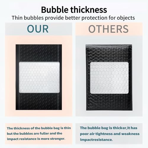 8.5×11 Black Bubble Mailers 50 Pack Waterproof Bubble Envelopes Self Seal Adhesive Shipping Bags for Small Business Shipping Books Clothes - size: 8.5×12 50PC