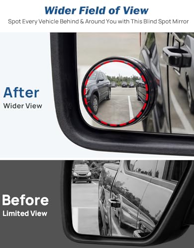 JOYTUTUS Blind Spot Mirror 2 Pack HD Frame Convex Glass for Wide Angle View and Safer Lane Changing Compatible with Cars SUVs Trucks RVs Easy Stick On & Long Lasting Durability - size: Round-shaped