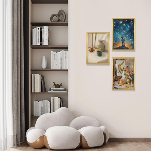 Wall-Mounted Sign Holder 8.5x11, Self-Adhesive Horizontal and Vertical - color: Gold