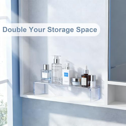 2 Pack Acrylic Medicine Cabinet Organizer Clear Shelves 2 Small - size: 2 x 11.4x3x3.7in