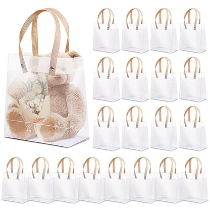 Clear Plastic Gift Bags with Handles,Small Favor Bags,20 Pcs