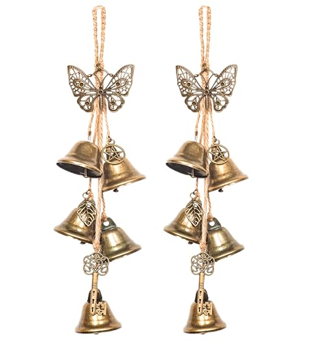 2PCS Witch Bells for Door Knob Protection,Witch Bells Door Hanger Pagan Bell,Hanging Witch Bell Wiccan Magic Wind Chimes for Home Protection(Butterfly Bell Set) - color: Butterfly Bell Set