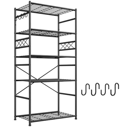 DurayLoly Heavy Duty 5-Tier 500LBS Garage Shelving Unit with Hooks, Black - size: 23.6" W x 13.8" D x 72.4" H (5T)