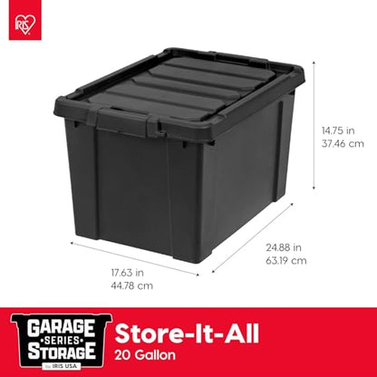 IRIS USA 6-Pack 20 Gal Heavy Duty Lockable Storage Totes with Lids, Black - color: Black, size: 20 Gal - 4 Pack