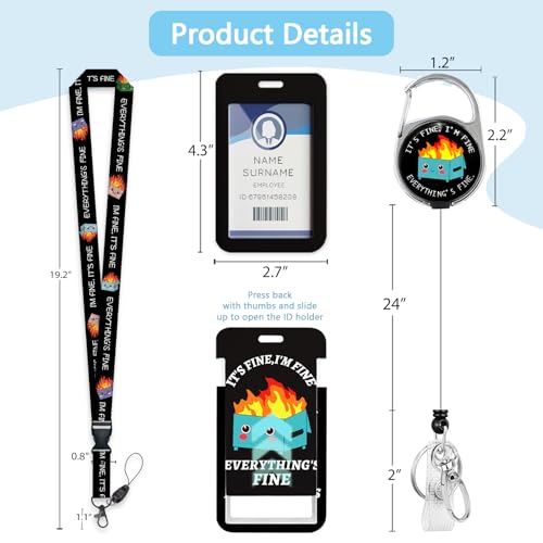 Gctriki Dumpster on Fire Lanyards for ID Badges, Funny Badge Holder Clip - color: Black Dumpster