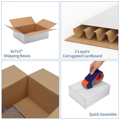 Hoikwo 9x7x3 Shipping Boxes Set of 30 - color: White, size: 9x7x3-30 Boxes