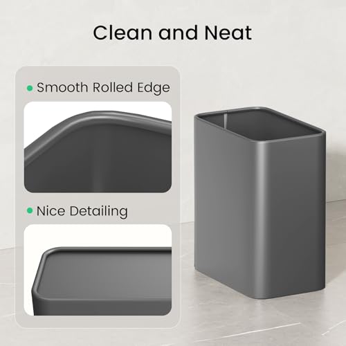 Cesun Small Bathroom Trash Can, 2.1 Gallons, Under Sink Wastebasket, Gray - color: Gray