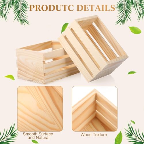 Gerrii 6 Pcs 8'' Small Wooden Crates for Crafts Unfinished Crates Centerpiece Mini Rustic Wood Basket Box for Display Storage Milk Wine Closet Home Bathroom Kitchen Office Decor