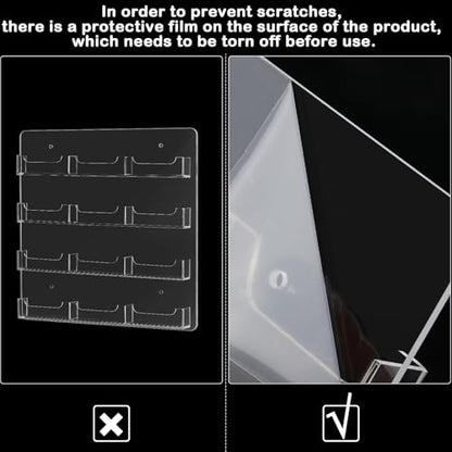 Hillban Acrylic Business Card Holder Wall Mount Office, 12 Pockets - size: 12 Pockets