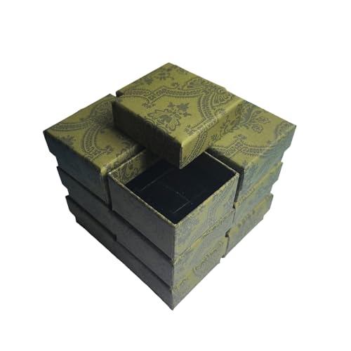 12pcs 2x2 x1 Inch Green Earring Bracelet Necklace Box Small Jewelry Gift Boxes Cotton Fill Cardboard Paper Jewelry Boxes Case for Birthday Wedding Christmas Shipping Storage - color: Green 5x5x3cm