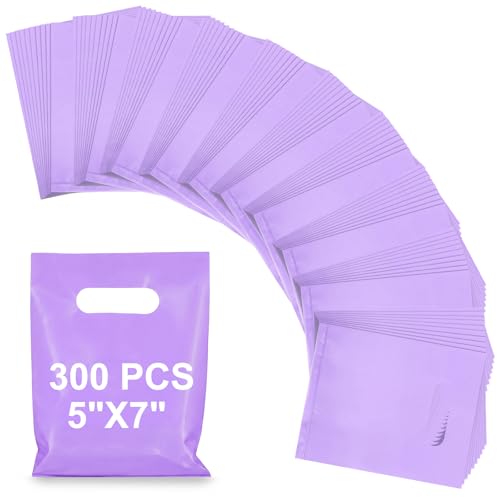 Maitys Purple 300 Pcs Small Plastic Bags with Handles 5x7 for Business - color: Purple