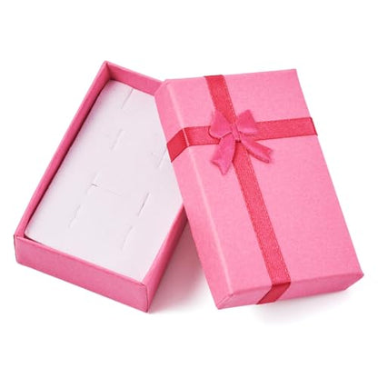 Craftdady 12pcs Pink Jewelry Gift Boxes Necklace Earring Finger Ring Cute Jewelry Boxes Small Gift Boxes With Lids Bowknot for Valentines Day Jewelry Display Holder Organizer - color: Pink-3.25 x 2.13 inch