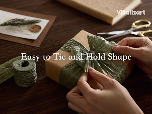 Vitalizart Crinkle Paper Ribbon 1.5" x 75 Yds for Gift Wrapping Recyclable - color: Sage Green