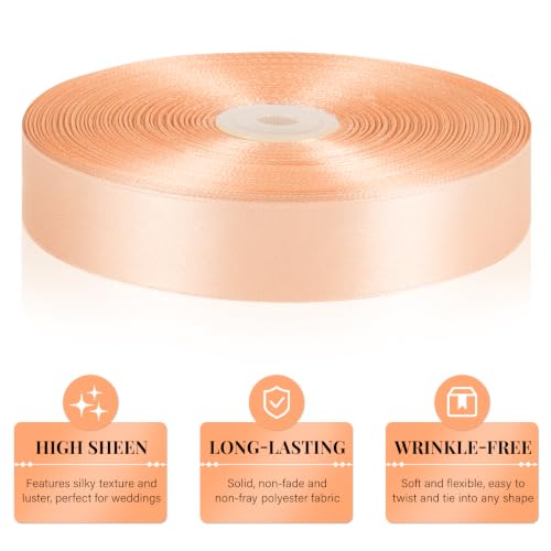 Peach Satin Ribbon 1 Inch x 100 Yards - color: Peach