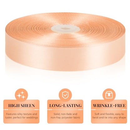 Peach Satin Ribbon 1 Inch x 100 Yards - color: Peach