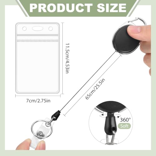 5 Pack Vertical Id Badge Holder with Retractable Reels, Clear PVC - style: 5 Set Clear Material