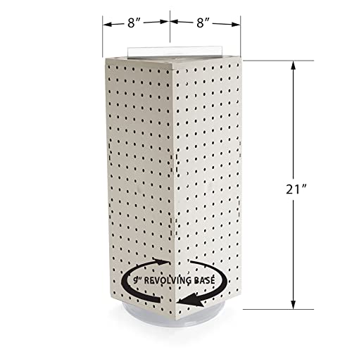 Azar Displays 703385-WHT Four-Sided Revolving 8”W X 20”H Pegboard Counter Display, White - color: White, style: Pegboard Only