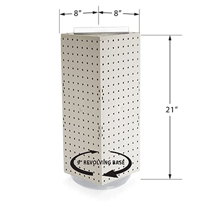 Azar Displays 703385-WHT Four-Sided Revolving 8”W X 20”H Pegboard Counter Display, White - color: White, style: Pegboard Only
