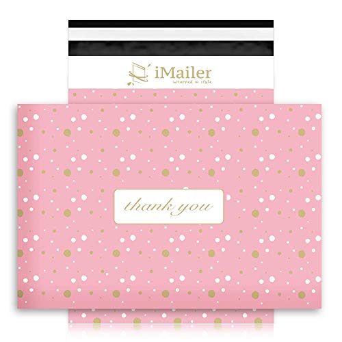 100 Count - 14.5 x 19 inch, Pink Polka Dot - Thank You Poly Mailer Envelope, Mailing Shipping Bags with Self Seal Strip - color: Pink Polka Dot - Thank You, size: 14.5" x 19"