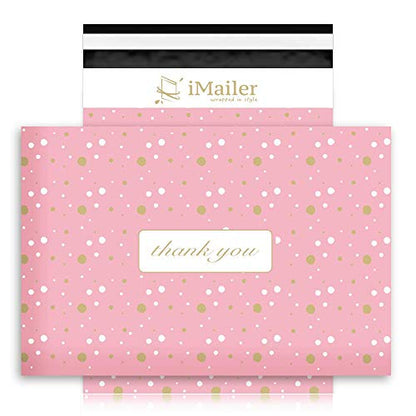 100 Count - 14.5 x 19 inch, Pink Polka Dot - Thank You Poly Mailer Envelope, Mailing Shipping Bags with Self Seal Strip - color: Pink Polka Dot - Thank You, size: 14.5" x 19"