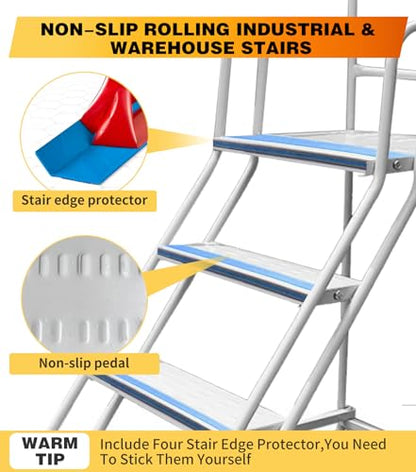 4 Step Stairs with 4 Wheels, Industrial & Warehouse Rolling Stairs, 59.1" H - style: 4STEPS-1