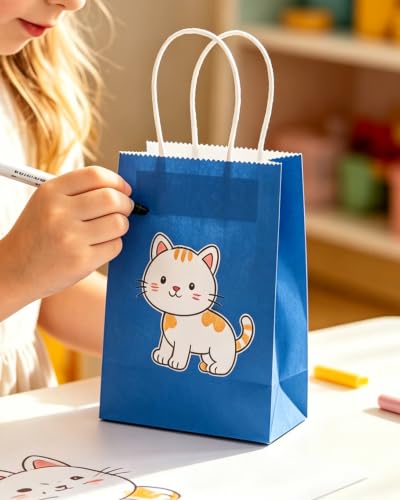 qiqee 24PCS Mini Gift Bag with Handles Bulk 4.5"x2.5"x6" Gift Bags Diamond Blue Bags Multiple Uses - color: Diamond Blue