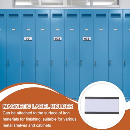 MECCANIXITY Magnetic Label Holders 5.51"x1.97" C Channel Rubber Magnetic with Clear Protectors & Paper for Metal Shelves Organize, Office File Cabinets Pack of 10 - size: 5.51"x1.97"