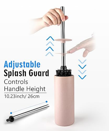 Matt Pink Ceramic Toilet Brush and Holder Set - color: Matt Pink, size: Set/1