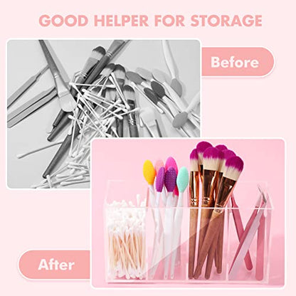 1 Pack 4 Compartment Acrylic Makeup Organizer with Lid Lash Cart Organizer