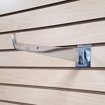 Adjustable Angle Slatwall Shelf Bracket - 8", 10", 12" & 14" Depths Available, Chrome (2, 14" D) - size: 14" D