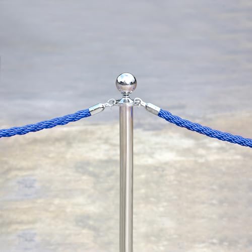 PATIKIL Stanchion Rope, 1.2m/3.9Ft Barrier Rope Twisted Post Ropes for Posts Stands Queue Divider Crowd Control of Hotel, Blue Silver - color: Blue, Silver, size: 3.9Ft