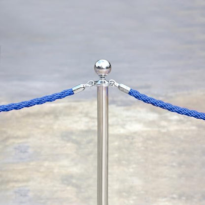 PATIKIL Stanchion Rope, 1.2m/3.9Ft Barrier Rope Twisted Post Ropes for Posts Stands Queue Divider Crowd Control of Hotel, Blue Silver - color: Blue, Silver, size: 3.9Ft